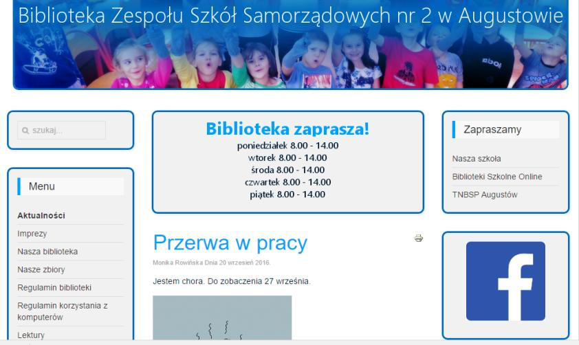 Poinformujmy czytelników, że nasza biblioteka jest już na Facebooku powieśmy informację na drzwiach