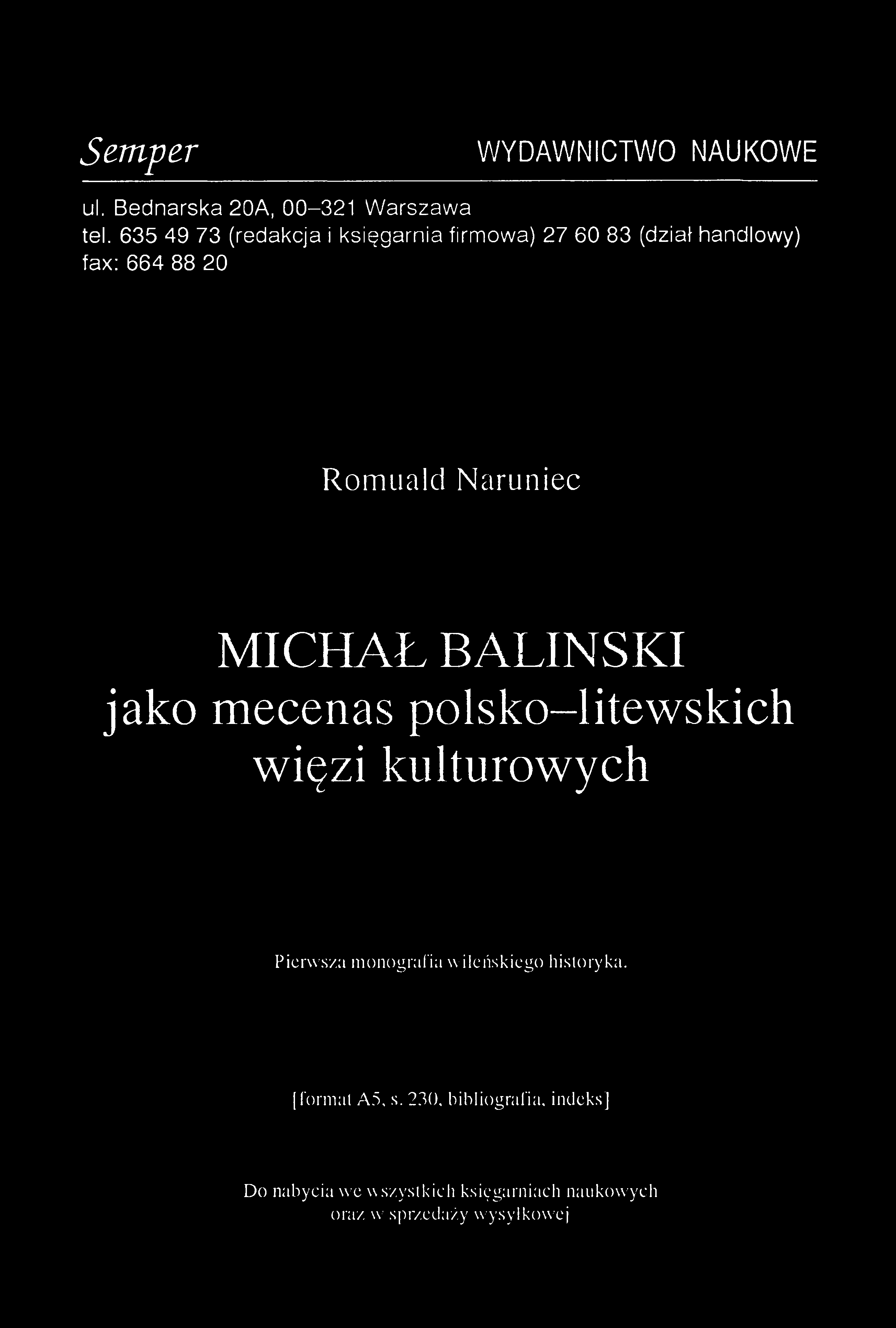 Semper WYDAWNICTWO NAUKOWE ul. Bednarska 20A, 00-321 Warszawa tel.