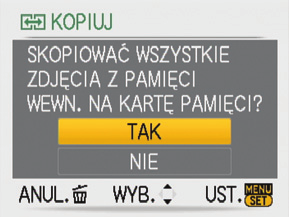Zastosowania (Podgląd) Korzystanie z menu ODTW. (ciąg dalszy) KOPIUJ Kopiowanie pomiędzy pamięcią wewnętrzną i kartą pamięci oraz z karty pamięci do folderu schowka.