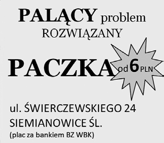 MOJA SPÓŁDZIELNIA 11/2014 29 REKLAMY CZARNO-BIAŁE - moduł 5,7 x 5,0 cm - 100,42 zł - drobne /słowo/ - 1,23 zł drobne ramkowe - 2/3 modułu, 19,00 cm 2-66,94 zł - 1/2 modułu, 14,25 cm 2-50,21 zł - 1/3