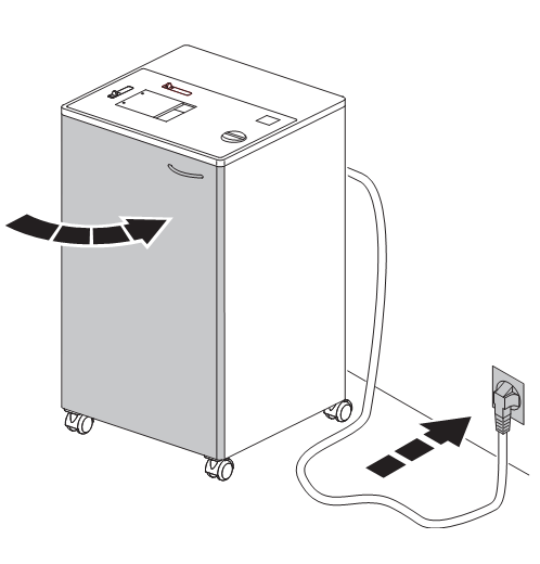 GB Close the door. Plug into the wall socket.