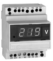 mierniki cyfrowe napięcia stałego dgm d4 4 moduły 1000 punktów Z alarmami lub bez alarmów Pomiar bezpośredni NT600 Wizualizacja Zielony wyświetlacz LED h=14mm Maksymalna wyświetlana wartość: 999