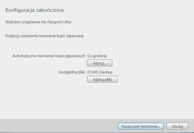Tworzenie kopii zapasowej plików Uwaga: JEŚLI wybrano... konto w usłudze chmury TO wyświetlony zostanie ekran programu WD Backup... Zaloguj się w oknie dialogowym logowania, aby kontynuować. (zob.
