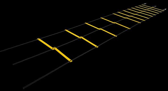 DRABINKA KOORDYNACYJNA Wykonana z nylonu i PCV Zapakowana w torbę Dostępne rozmiary: 400, 600 i 800 cm Zastosowanie: trening koordynacyjny DRABINKA KOORDYNACYJNA PODWÓJNA Wykonana z nylonu i PCV