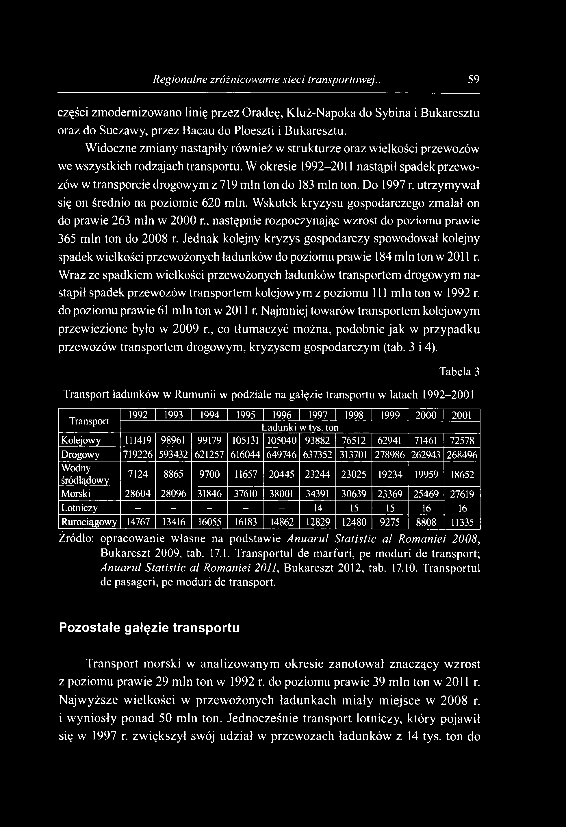 Regionalne zróżnicowanie sieci transportowej.. 59 części zmodernizowano linię przez Oradeę, Kluż-Napoka do Sybina i Bukaresztu oraz do Suczawy, przez Bacau do Ploeszti i Bukaresztu.
