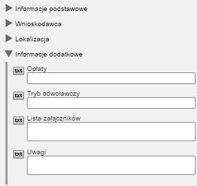 gdzie: Rysuj punkt - przycisk wprowadzania geometrii punktu Rysuj wielokąt - przycisk wprowadzania geometrii poligonu Pobierz geometrię z selekcji - przycisk pobrania geometrii z selekcji Wyczyśd