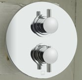 2014 ø60 380 bateria termostatyczna z serii LIFE (zawiera przyłącza do instalacji oraz ), deszczownica owalna Aquablade 300mm z ramieniem ściennym, kolor wykończenia: chrom 88 1,0 bar (MP - średnie
