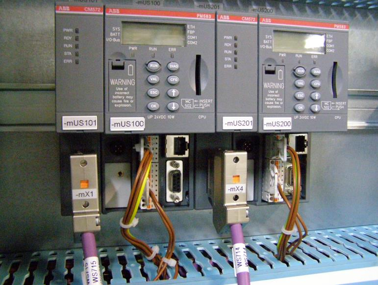 Sterowniki: podstawowy master 1, w wydzielonej sieci PROFIBUS-DP(1), realizuje funkcje sterowania, zabezpieczeń oraz kontrolne, w zakresie nadzorowania pracy sterownika dodatkowego (kontrolnego),