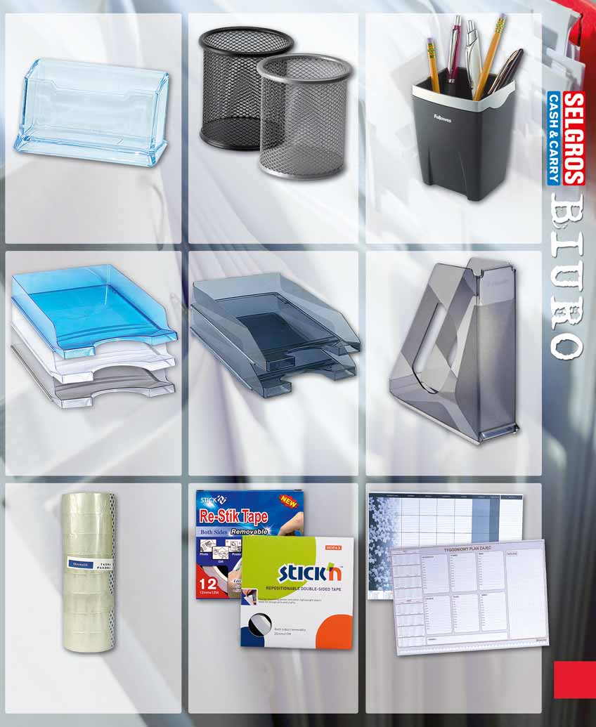 PRZYBORNIK NA WIZYTÓWKI TRANSPARENTNY 22305460 2. 89 9 1 szt. z VAT 3.55 KUBEK PRZYBORNIK NA BIURKO 73332918, 73327116 5 1 szt. z VAT 7.37 POJEMNIK NA DŁUGOPISY cena bez wyposażenia 21533740 1 szt.