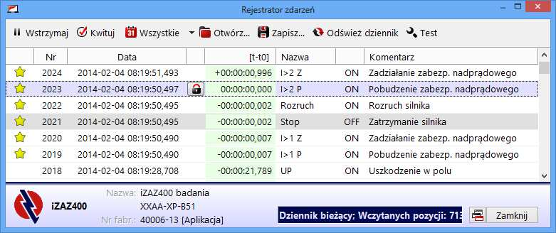 izaz400 39 / 72 Instrukcja obsługi 4.2. Rejestratory.