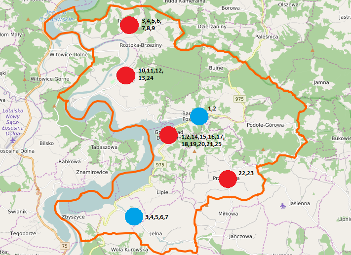 Poniżej przedstawiono mapę poglądową wszystkich zaplanowanych przedsięwzięć. Rysunek 2 Mapa przedsięwzięć rewitalizacyjnych Źródło: Opracowanie własne. PROJEKTY GŁÓWNE 1.