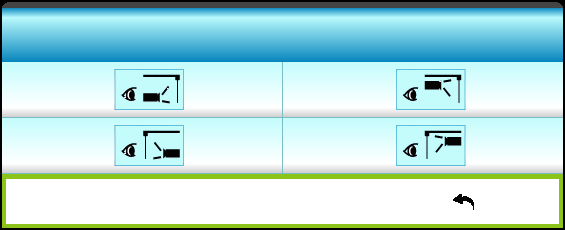 KORZYSTANIE Z PROJEKTORA Menu Ustawienia USTAWIENIA Język Polski Projekcja Położenie menu Ustawienia audio Zabezpieczenia ID projektora Zaawansowane Język Wybór wielojęzycznego menu OSD.