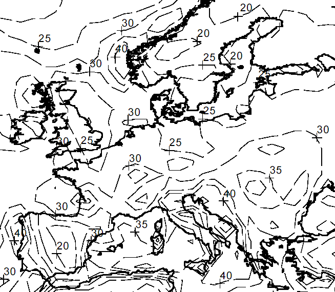 Dla porównania: Indonezja: 10 mm/h Sahara: 5 mm/h Intensywność opadów deszczu [mm/h] przekraczana przez 0.