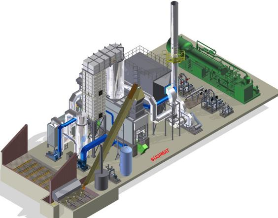 Kocioł olejowy na biomasę z układem ORC Kocioł (wymiennik) Elektrofiltr Komin ORC