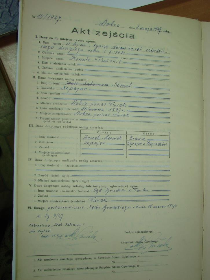 51 6. Jałas Mariem Estera 7. Knejman Haim 8. Knejman Ruda 9. Krause Marianna 10. Lewin Berek 11. Opas Samuel 12. Sendowska Hinda 13. Sendowski Majer 14. Sendowski Nuta 15.