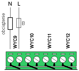 4.3.2. Przekaźnikowe wyjścia cyfrowe Sterownik posiada 8 wyjść cyfrowych WYC9-WYC16 wyposażonych w przekaźniki ze stykiem zwiernym (normalnie otwartym).