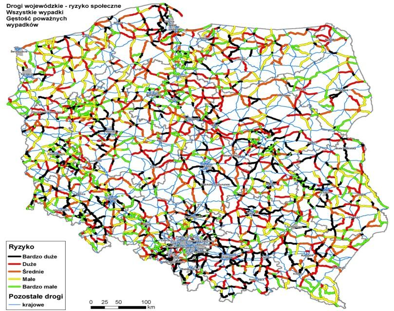 Klasyfikacja ryzyka dla wybranych rodzajów wypadków drogowych