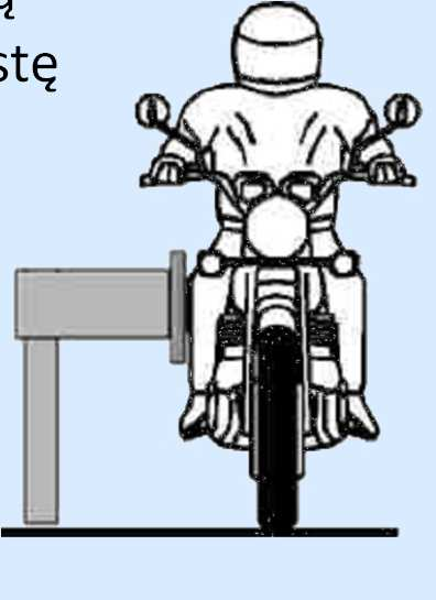 Test zderzeniowy poligonowy motocykla z drogową barierą ochronną stalową wysięgnikową z prowadnicą kształtową Założenia: Pozycja pionowa motocyklisty