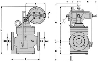 WYMIARY GABARYTOWE w mm - OVERALL DIMENSIONS in mm APERVAL Rozmiar (DN) 25 40 50 65 80 100 Size 1 1 1 /2 2 2 1 /2 3 4 S (*) 183 223 254 276 298 352 A 282 317 313 341 346 429 B 292 327 323 351 356 439