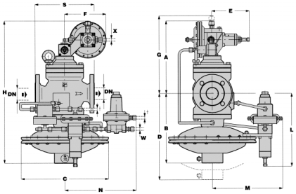 WYMIARY GABARYTOWE w mm - OVERALL DIMENSIONS in mm APERVAL + PM 182 Rozmiar (DN) 25 40 50 65 80 100 Size 1 1 1 /2 2 2 1 /2 3 4 S (*) 183 223 254 276 298 352 A 282 317 313 341 346 429 B 269 300 300
