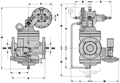 WYMIARY GABARYTOWE w mm - OVERALL DIMENSIONS in mm APERVAL + VB 93 Rozmiar (DN) 25 40 50 65 80 100 Size 1 1 1 /2 2 2 1 /2 3 4 S (*) 183 223 254 276 298 352 A 292 327 323 351 356 439 B 292 327 323 351