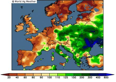 Strona 4 z 5 Odchylenie wielkości opadów atmosferycznych od normy w Polsce i krajach europejskich w okresie ostatnich 30 dni (do 15 października br.