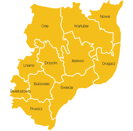 1. Diagnoza sytuacji społeczno-gospodarczej ORSG Powiatu Świeckiego 1.1. Podział terytorialny i sytuacja demograficzna Podział terytorialny W województwie kujawsko-pomorskim terytorialny wymiar