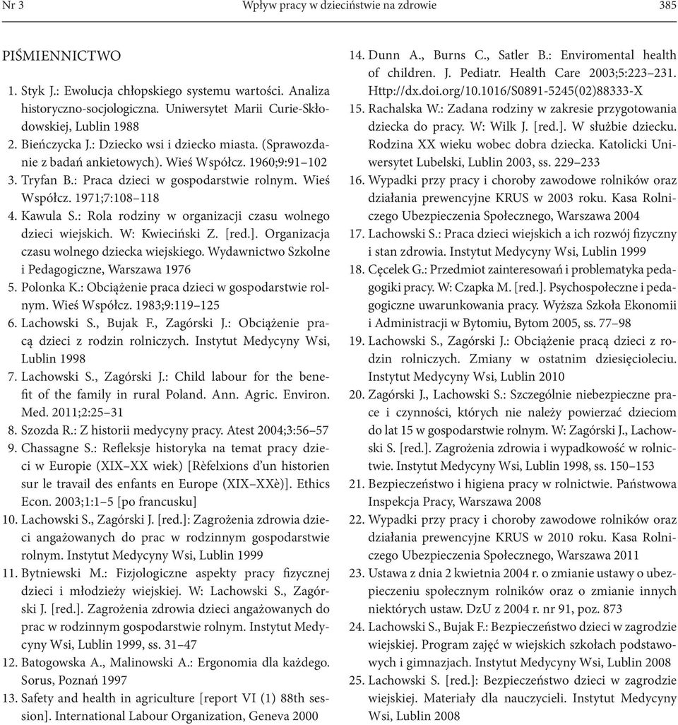 Kawula S.: Rola rodziny w organizacji czasu wolnego dzieci wiejskich. W: Kwieciński Z. [red.]. Organizacja czasu wolnego dziecka wiejskiego. Wydawnictwo Szkolne i Pedagogiczne, Warszawa 1976 5.