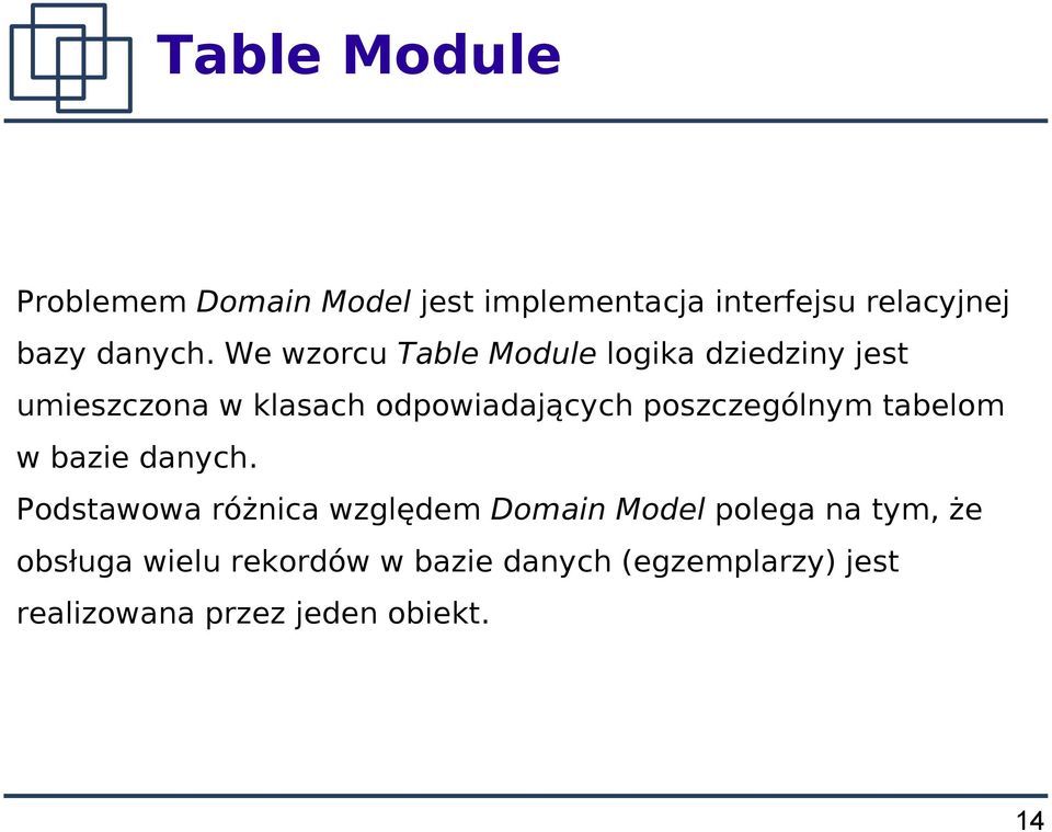 poszczególnym tabelom w bazie danych.