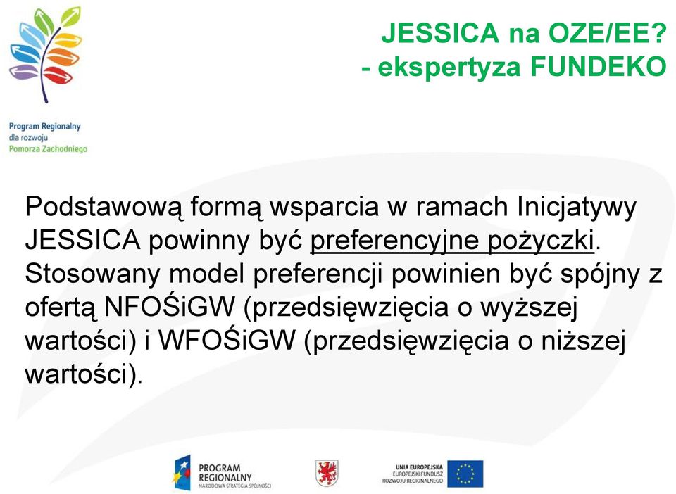 JESSICA powinny być preferencyjne pożyczki.