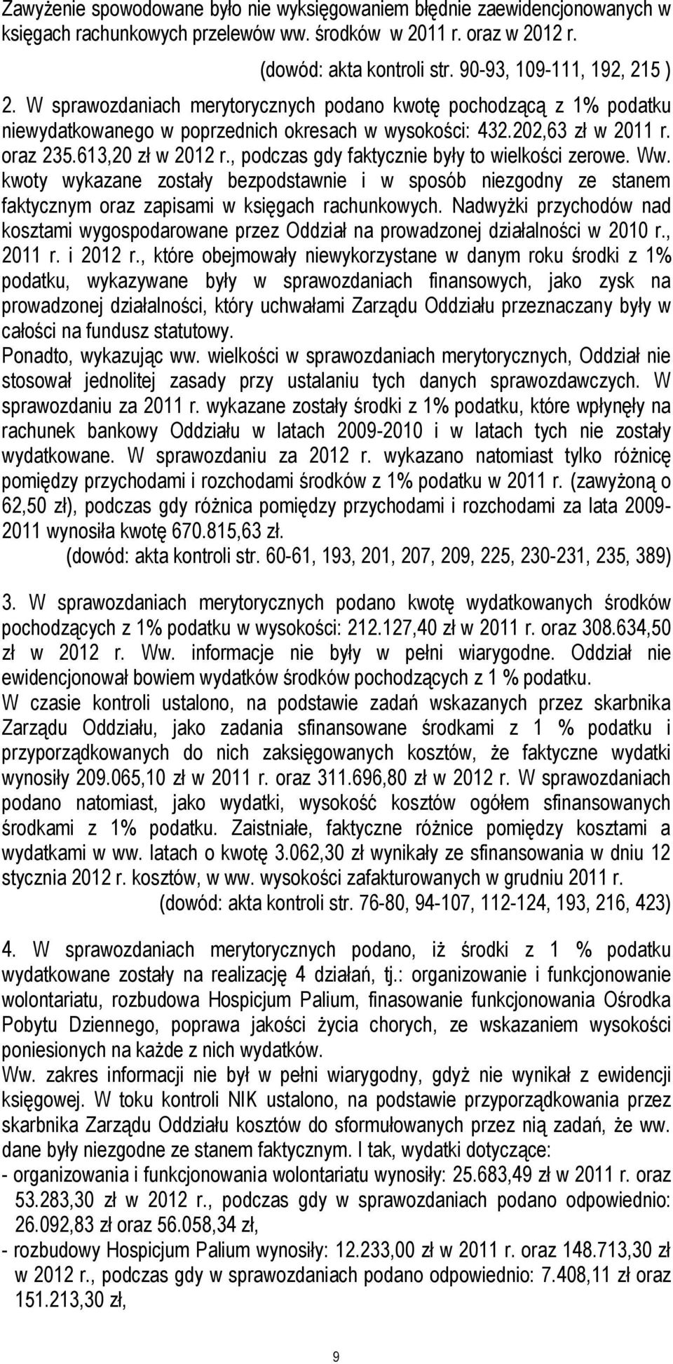 613,20 zł w 2012 r., podczas gdy faktycznie były to wielkości zerowe. Ww. kwoty wykazane zostały bezpodstawnie i w sposób niezgodny ze stanem faktycznym oraz zapisami w księgach rachunkowych.