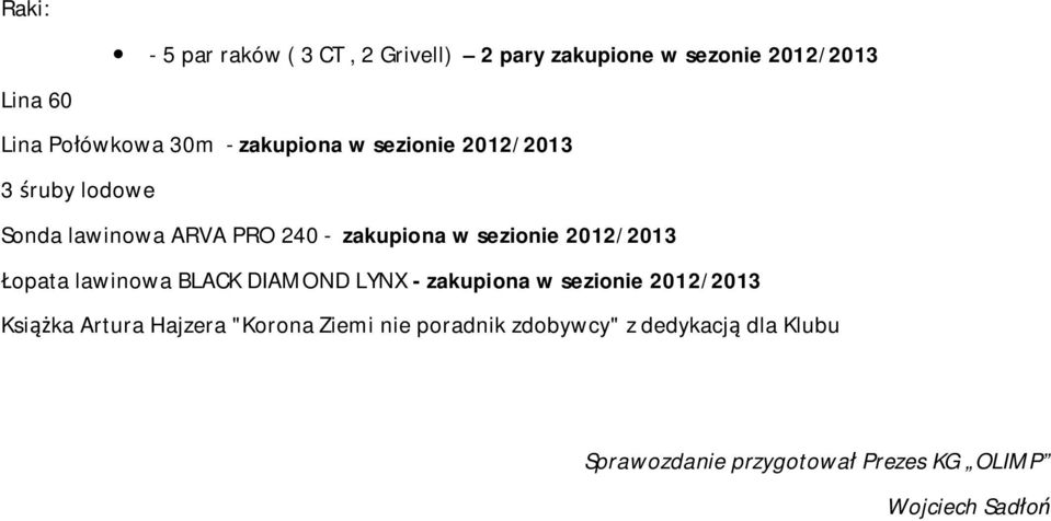 2012/2013 Łopata lawinowa BLACK DIAMOND LYNX - zakupiona w sezionie 2012/2013 Książka Artura Hajzera