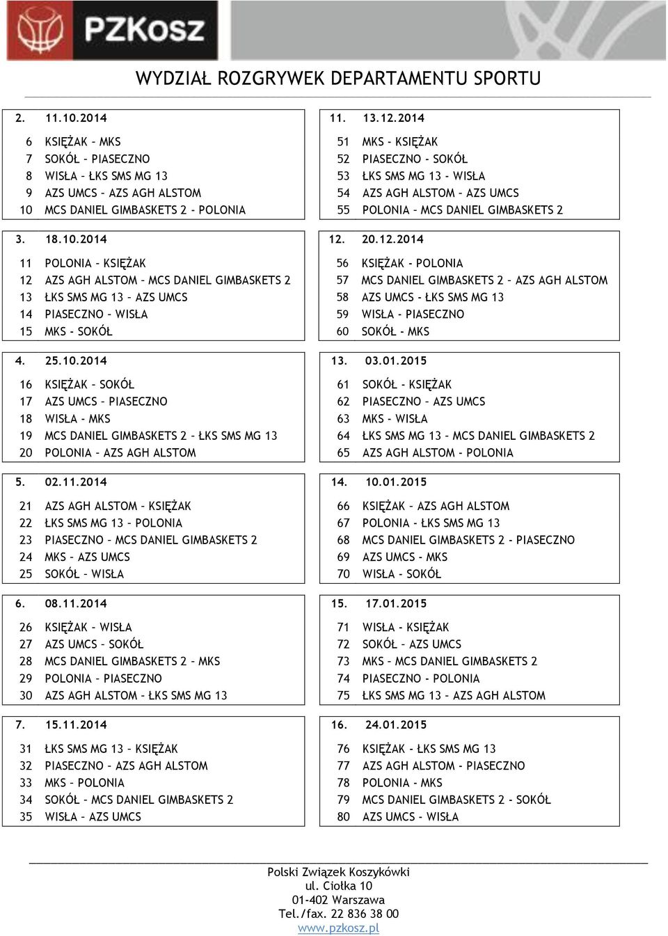 2 - POLONIA 55 POLONIA MCS DANIEL GIMBASKETS 2 3. 18.10.2014 12.