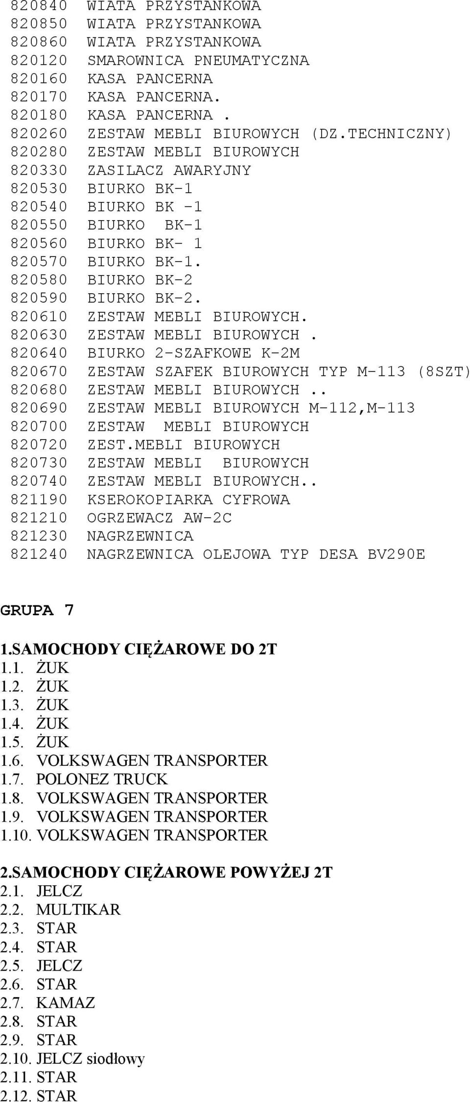 820580 BIURKO BK-2 820590 BIURKO BK-2. 820610 ZESTAW MEBLI BIUROWYCH. 820630 ZESTAW MEBLI BIUROWYCH.