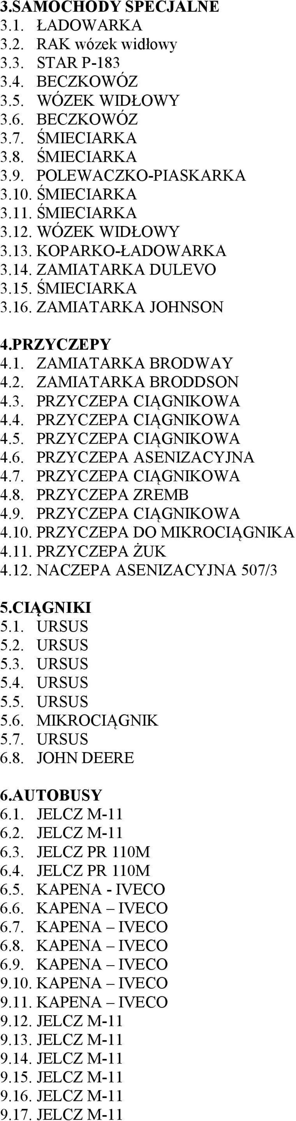 3. PRZYCZEPA CIĄGNIKOWA 4.4. PRZYCZEPA CIĄGNIKOWA 4.5. PRZYCZEPA CIĄGNIKOWA 4.6. PRZYCZEPA ASENIZACYJNA 4.7. PRZYCZEPA CIĄGNIKOWA 4.8. PRZYCZEPA ZREMB 4.9. PRZYCZEPA CIĄGNIKOWA 4.10.