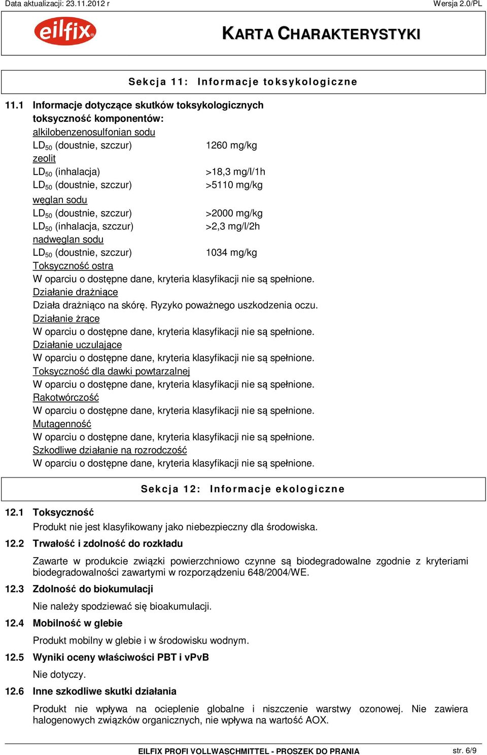 >5110 mg/kg glan sodu LD 50 (doustnie, szczur) >2000 mg/kg LD 50 (inhalacja, szczur) >2,3 mg/l/2h nadw glan sodu LD 50 (doustnie, szczur) 1034 mg/kg Toksyczno ostra Dzia anie dra ni ce Dzia a dra ni