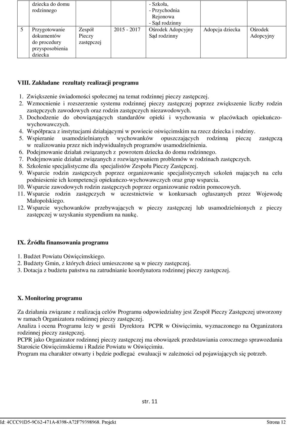 Wzmocnienie i rozszerzenie systemu rodzinnej pieczy poprzez zwiększenie liczby rodzin zastępczych zawodowych oraz rodzin zastępczych niezawodowych. 3.