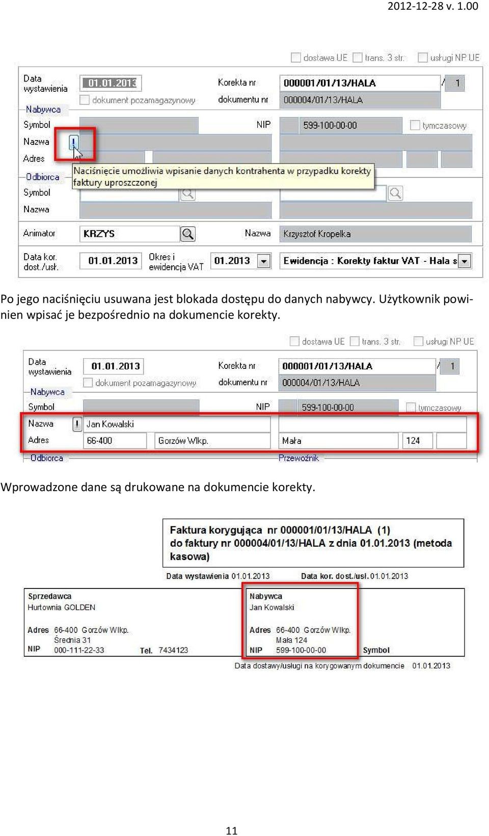 Użytkownik powinien wpisać je bezpośrednio na