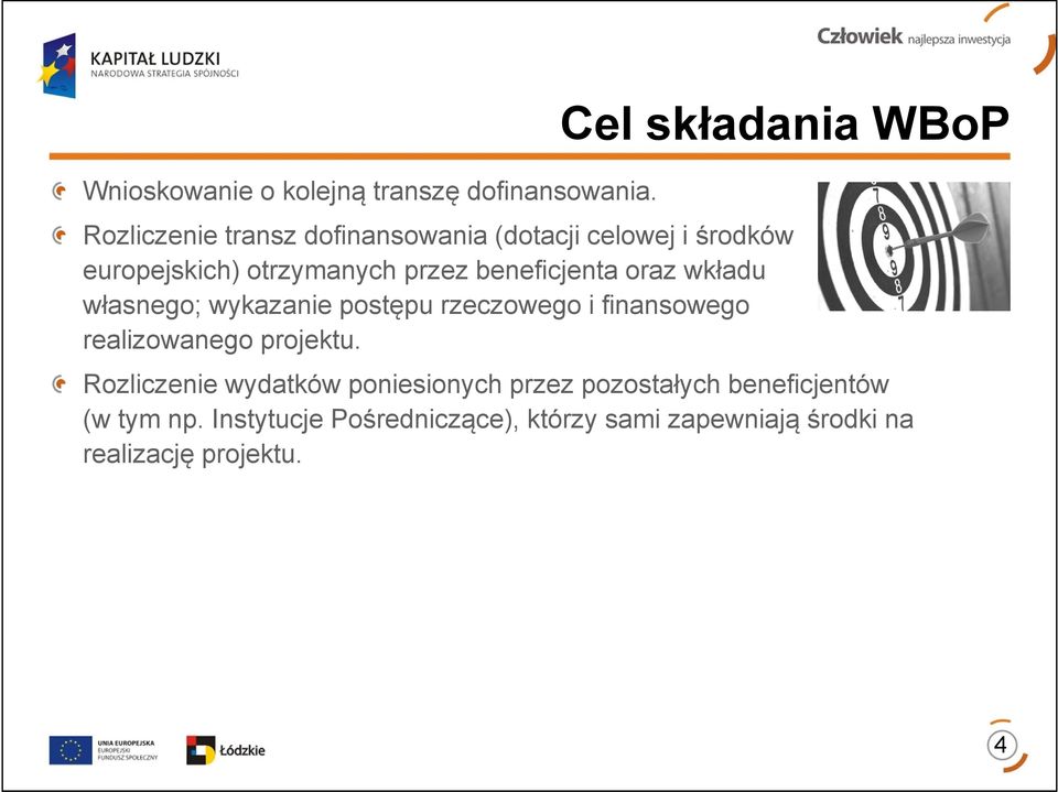 otrzymanych przez beneficjenta oraz wkładu własnego; wykazanie postępu rzeczowego i finansowego