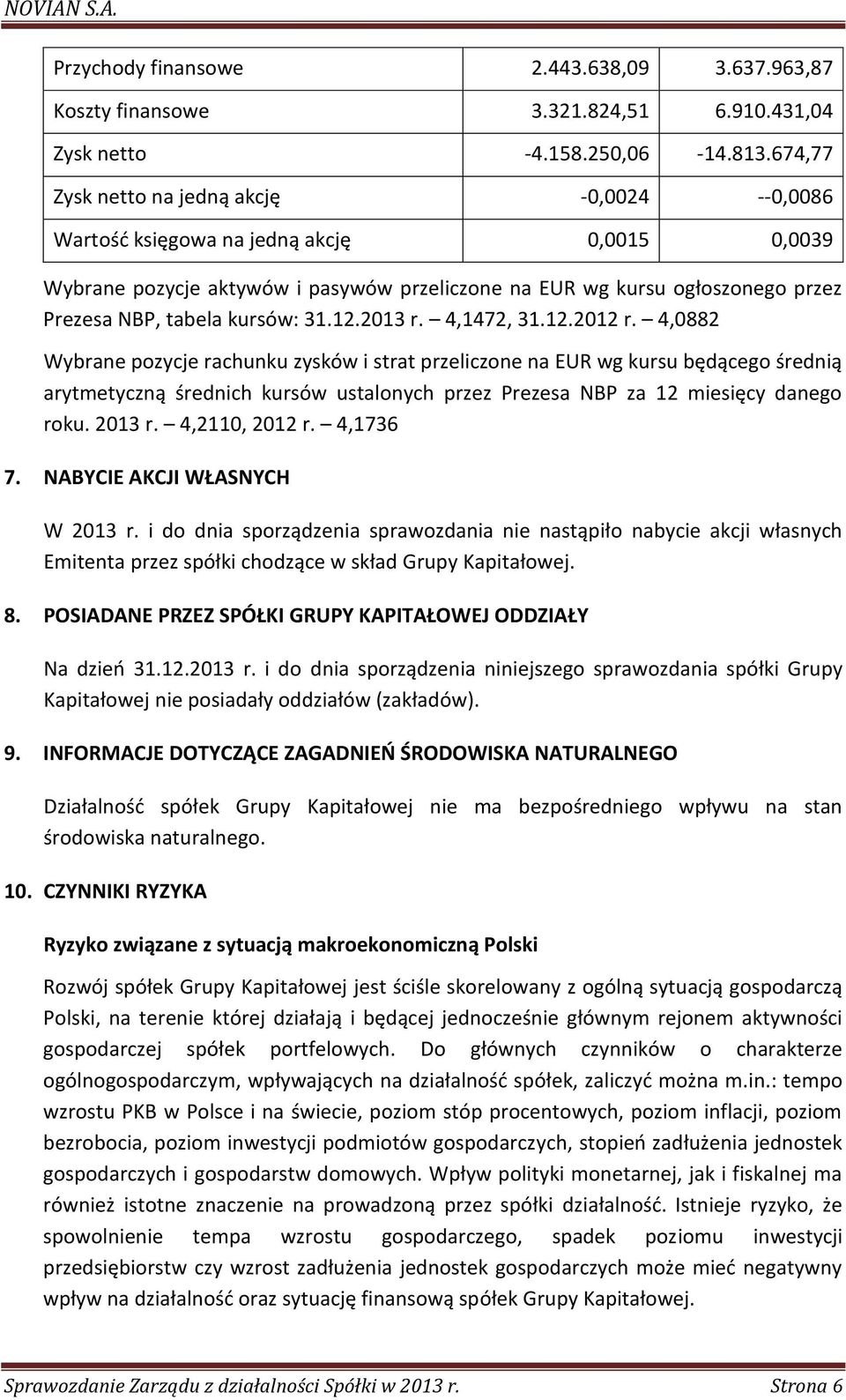 kursów: 31.12.2013 r. 4,1472, 31.12.2012 r.