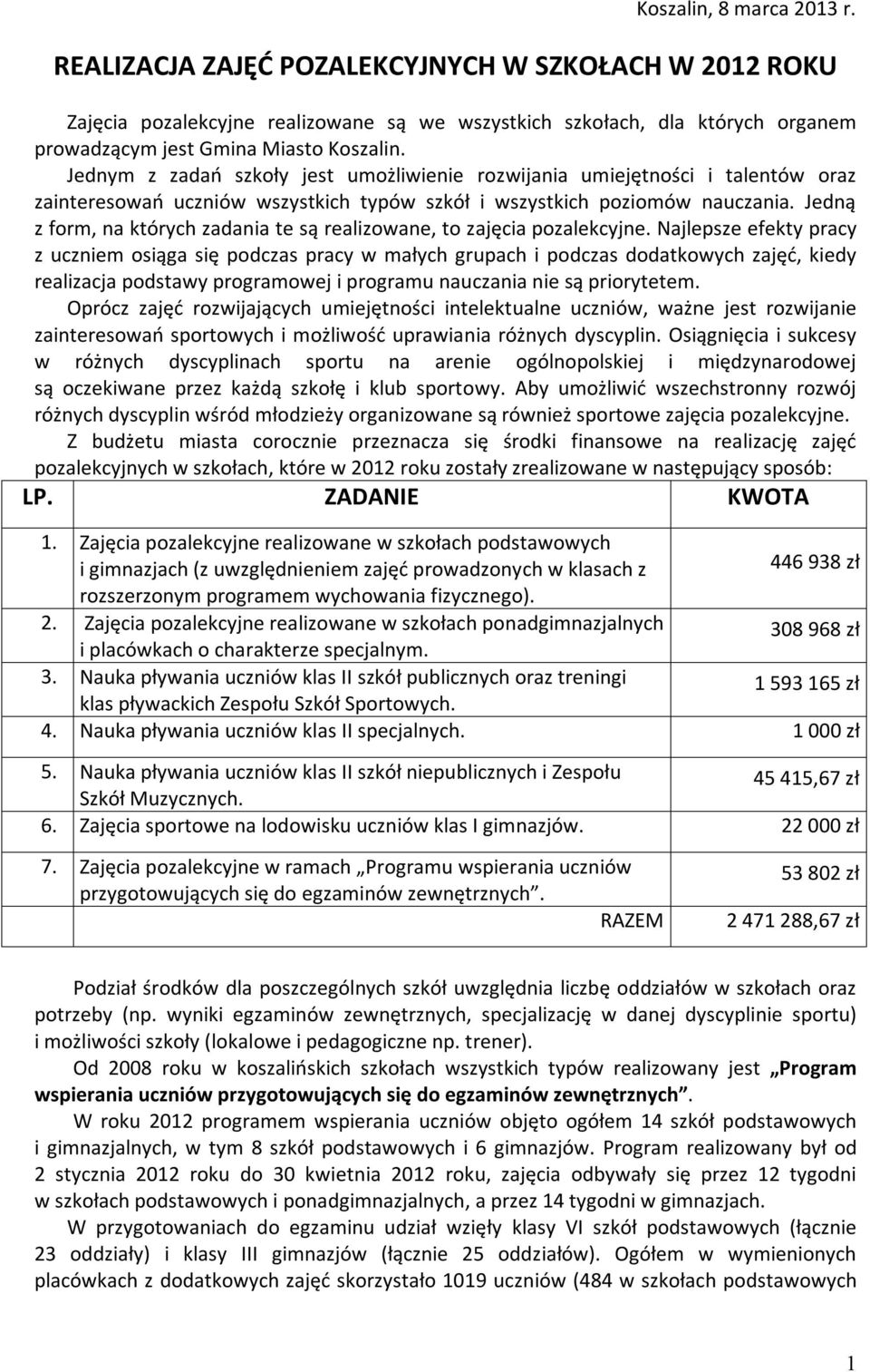 Jedną z form, na których zadania te są realizowane, to zajęcia pozalekcyjne.