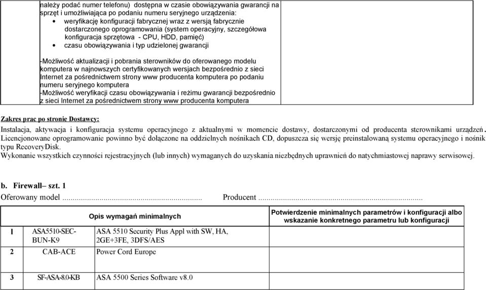 do oferowanego modelu komputera w najnowszych certyfikowanych wersjach bezpośrednio z sieci Internet za pośrednictwem strony www producenta komputera po podaniu numeru seryjnego komputera -Możliwość