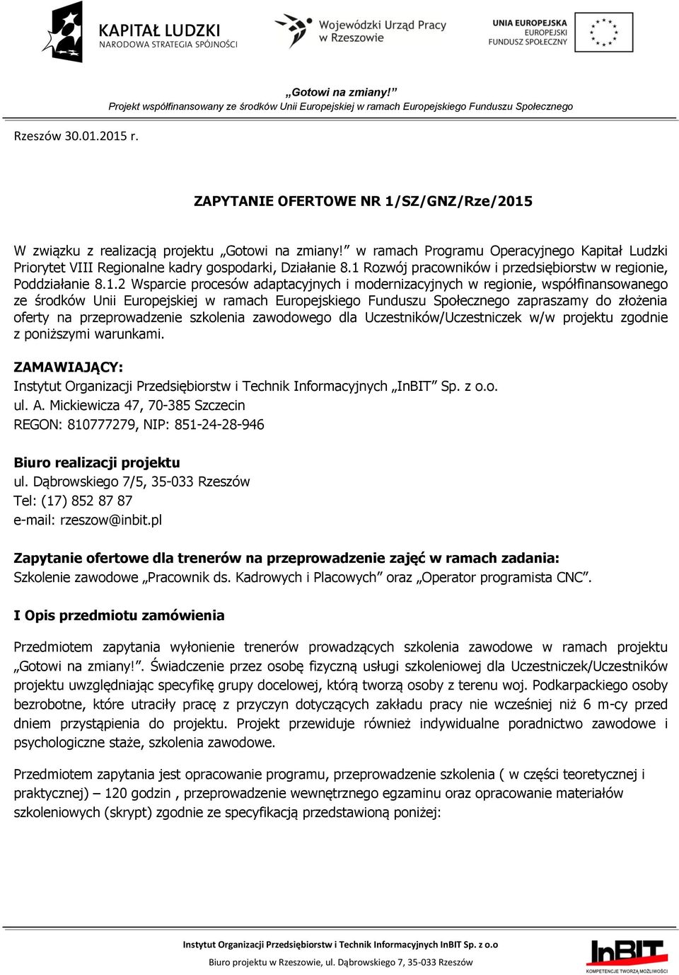 Rozwój pracowników i przedsiębiorstw w regionie, Poddziałanie 8.1.