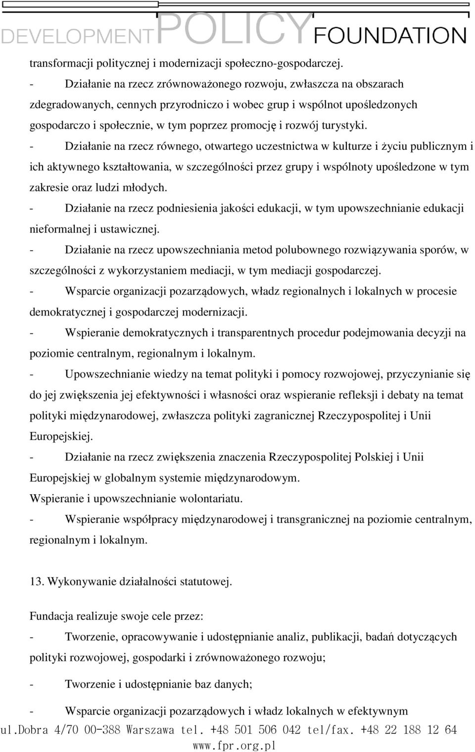 rozwój turystyki.