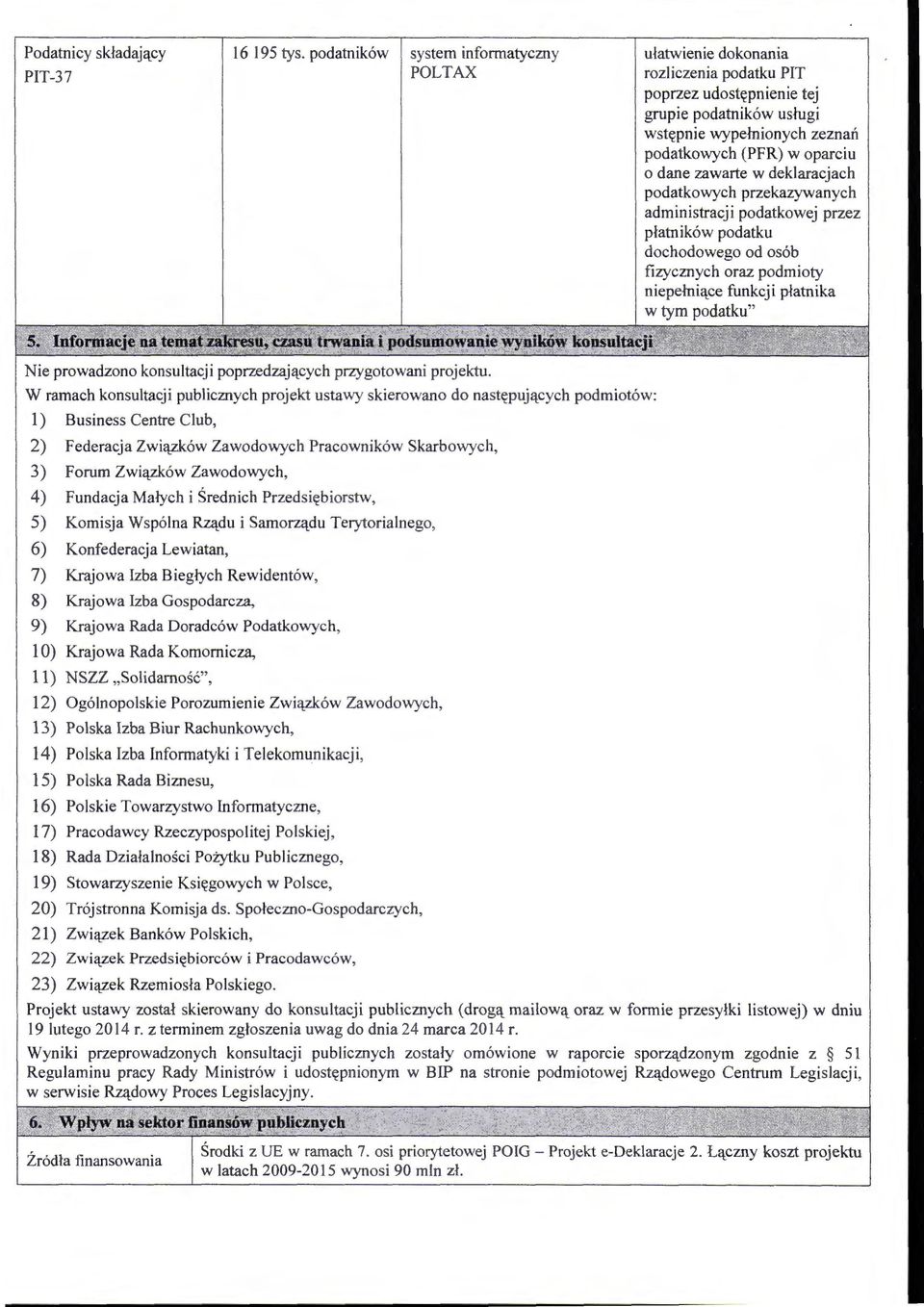 zawarte w deklaracjach podatkowych przekazywanych administracji podatkowej przez płatników podatku dochodowego od osób fizycznych oraz podmioty niepełniące funkcji płatnika w tym podatku" 5;1