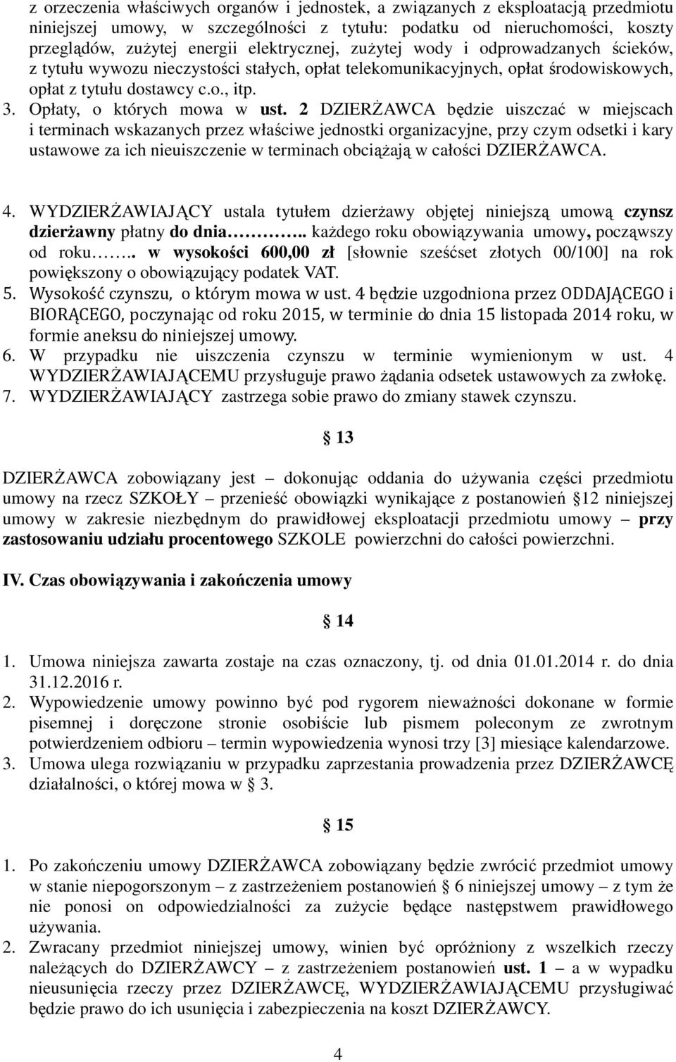 Opłaty, o których mowa w ust.