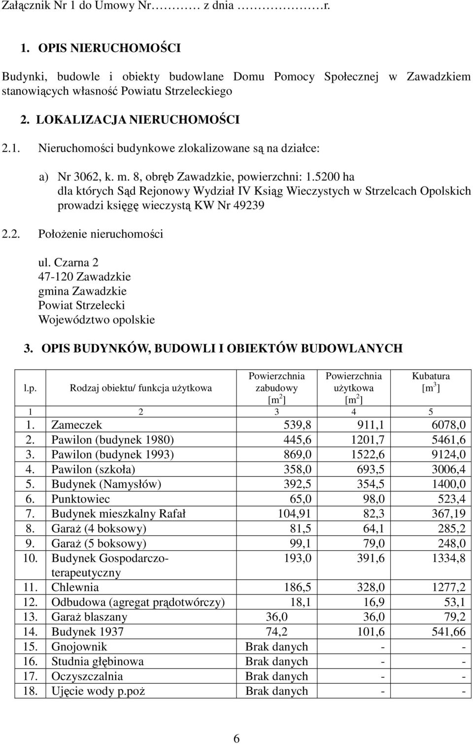 5200 ha dla których Sąd Rejonowy Wydział IV Ksiąg Wieczystych w Strzelcach Opolskich prowadzi księgę wieczystą KW Nr 49239 2.2. PołoŜenie nieruchomości ul.