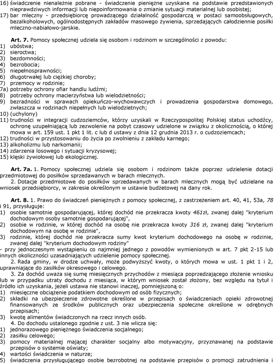 mleczno-nabiałowo-jarskie. Art. 7.