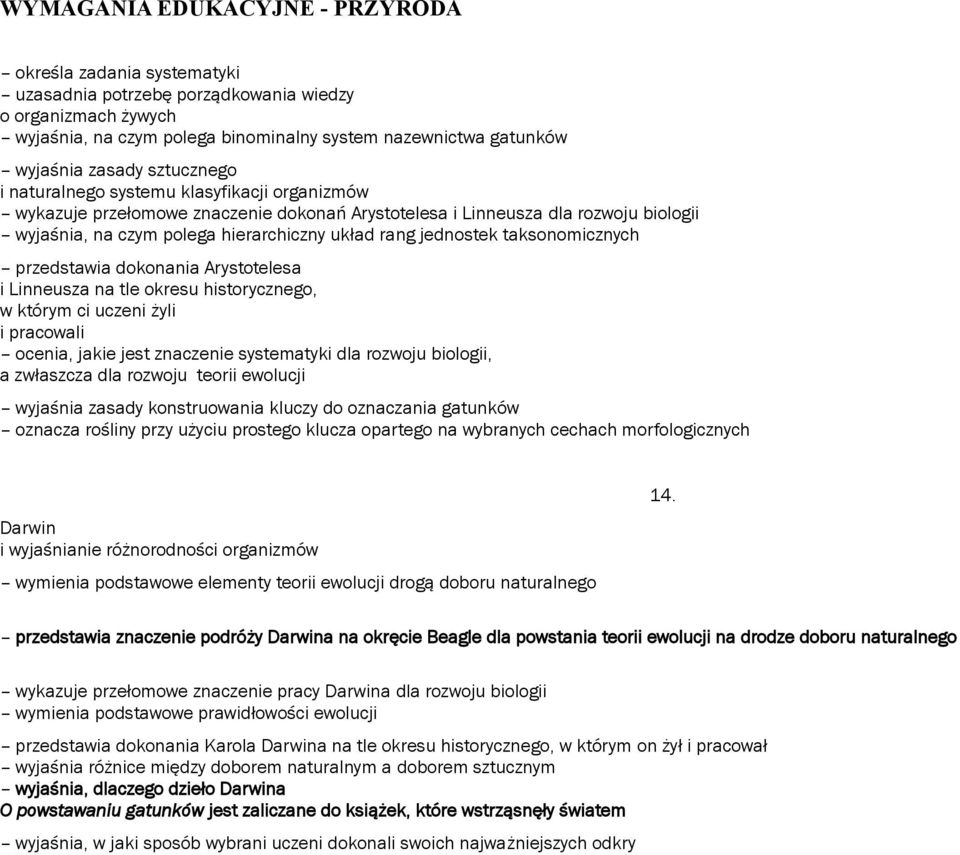 jednostek taksonomicznych przedstawia dokonania Arystotelesa i Linneusza na tle okresu historycznego, w którym ci uczeni żyli i pracowali ocenia, jakie jest znaczenie systematyki dla rozwoju