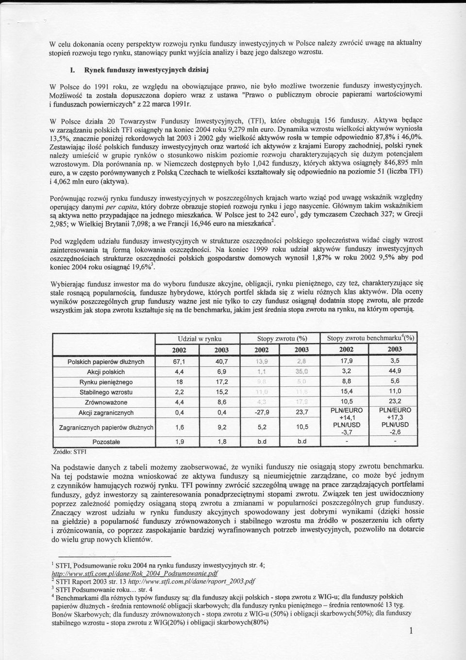 Rynek funduszy inwestycyjnych dzisiai W Polsoe do l99l roku, ze wzglgdu na obowi4zujaceprawo, nie bylo mozliwe tworzenie funduszy inwestycyjnych' "Prawo o publicmym obrocie papierami wartodciowymi